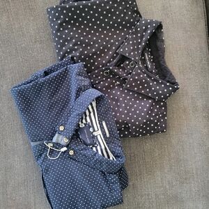 Navy Polka Dot Button-Up Shirts